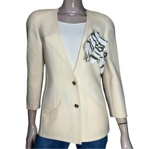 Louis Feraud Vintage 80’s Women’s Size 6 Cream Ivory Wool Jacket Blazer